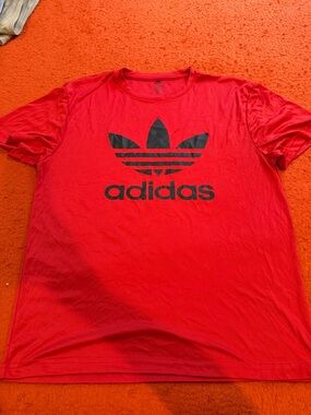 Men's Adidas Red Classic Logo Shirt